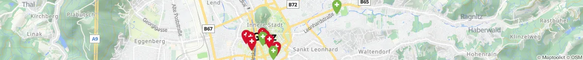 Kartenansicht für Apotheken-Notdienste in der Nähe von Innere Stadt (Graz (Stadt), Steiermark)